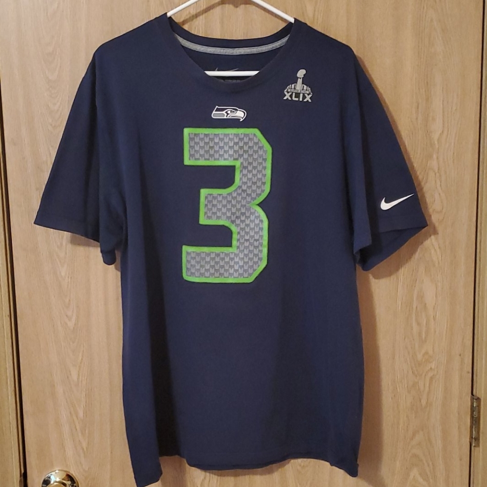 Moke Russel Wilson Superbowl jersey t-shirt XXL